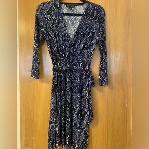 INC snakeskin print mini dress with quarter length sleeves